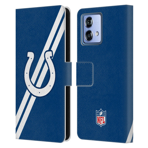 NFL Indianapolis Colts Logo Stripes Leather Book Wallet Case Cover For Motorola Moto G84 5G