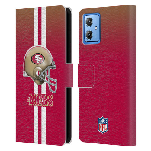 NFL San Francisco 49Ers Logo Helmet Leather Book Wallet Case Cover For Motorola Moto G54 5G