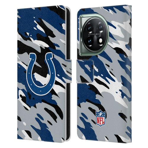NFL Indianapolis Colts Logo Camou Leather Book Wallet Case Cover For OnePlus 11 5G