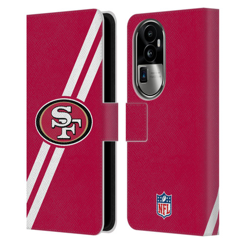 NFL San Francisco 49Ers Logo Stripes Leather Book Wallet Case Cover For OPPO Reno10 Pro+