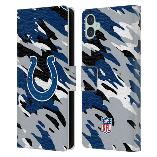 NFL Indianapolis Colts Logo Camou Leather Book Wallet Case Cover For Samsung Galaxy M04 5G / A04e