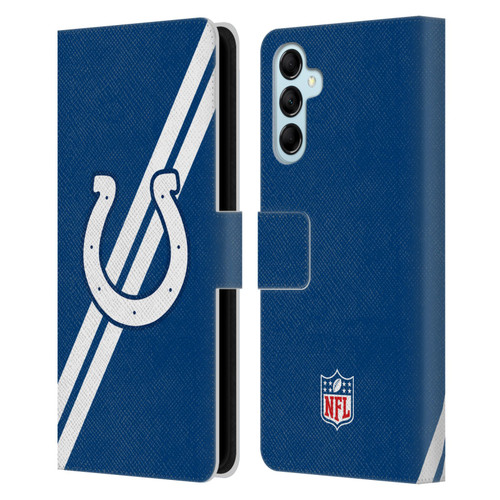 NFL Indianapolis Colts Logo Stripes Leather Book Wallet Case Cover For Samsung Galaxy M14 5G