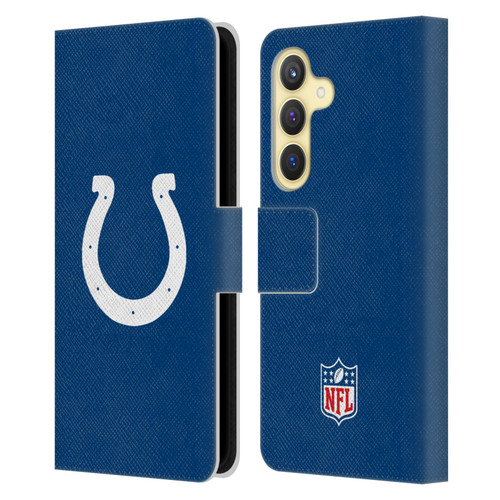 NFL Indianapolis Colts Logo Plain Leather Book Wallet Case Cover For Samsung Galaxy S24 5G