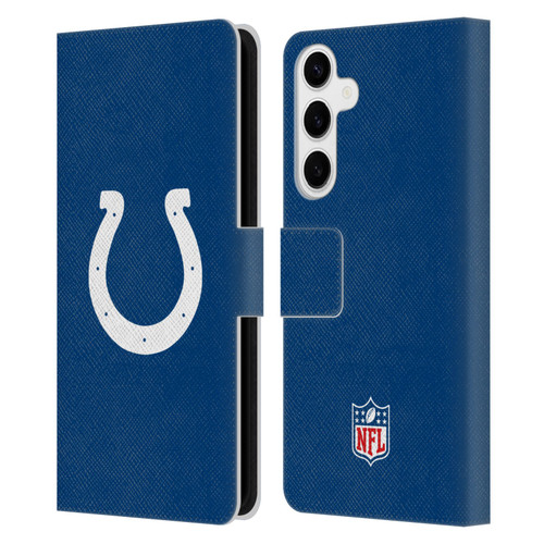 NFL Indianapolis Colts Logo Plain Leather Book Wallet Case Cover For Samsung Galaxy S24+ 5G