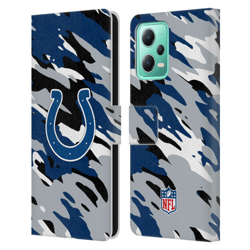 NFL Indianapolis Colts Logo Camou Leather Book Wallet Case Cover For Xiaomi Redmi Note 12 5G