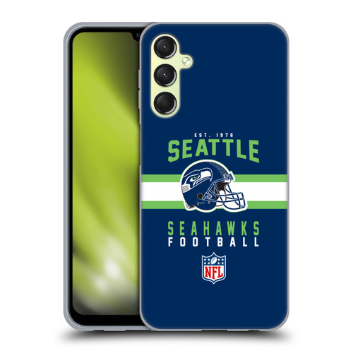 NFL Seattle Seahawks Graphics Helmet Typography Soft Gel Case for Samsung Galaxy A24 4G / M34 5G