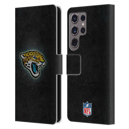 NFL Jacksonville Jaguars Artwork LED Leather Book Wallet Case Cover For Samsung Galaxy S24 Ultra 5G