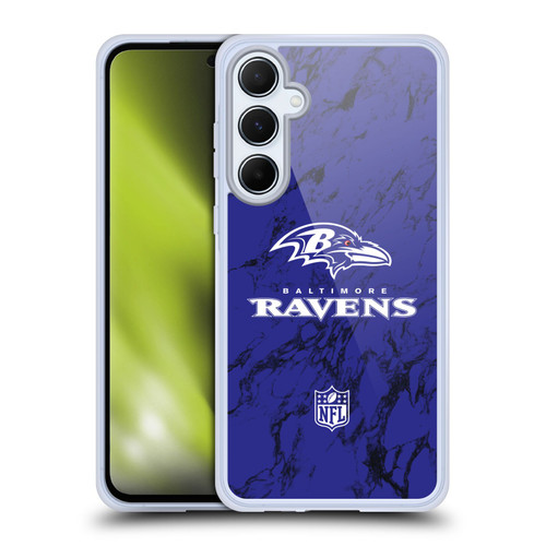 NFL Baltimore Ravens Graphics Coloured Marble Soft Gel Case for Samsung Galaxy A55 5G
