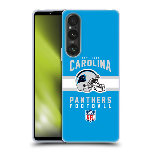 NFL Carolina Panthers Graphics Helmet Typography Soft Gel Case for Sony Xperia 1 V 5G