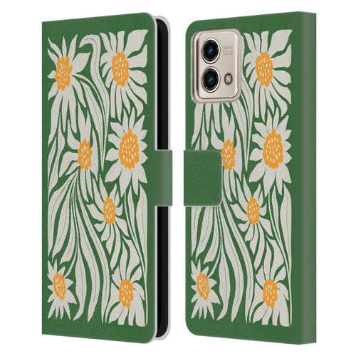 Ayeyokp Plants And Flowers Sunflowers Green Leather Book Wallet Case Cover For Motorola Moto G Stylus 5G 2023