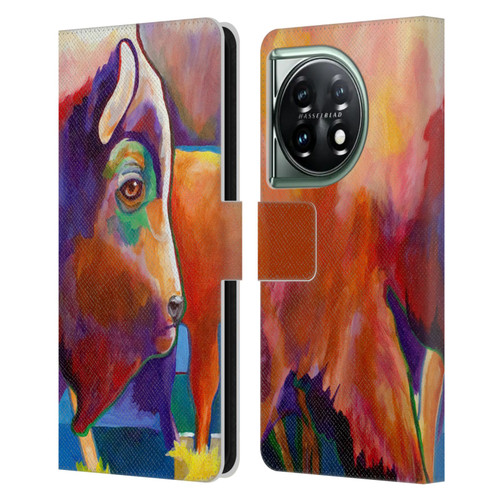 Jody Wright Animals Bison Leather Book Wallet Case Cover For OnePlus 11 5G