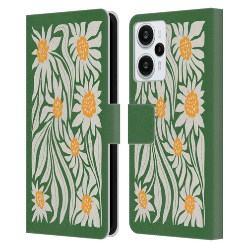 Ayeyokp Plants And Flowers Sunflowers Green Leather Book Wallet Case Cover For Xiaomi Redmi Note 12T