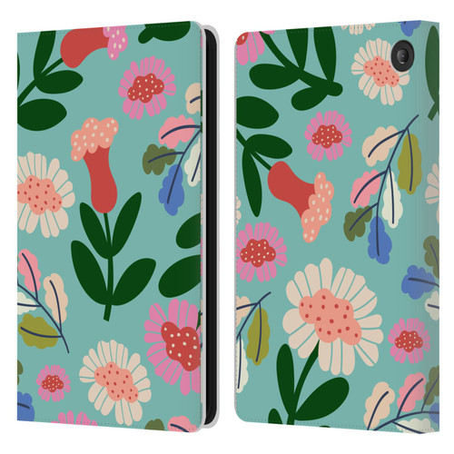 Gabriela Thomeu Floral Super Bloom Leather Book Wallet Case Cover For Amazon Fire 7 2022