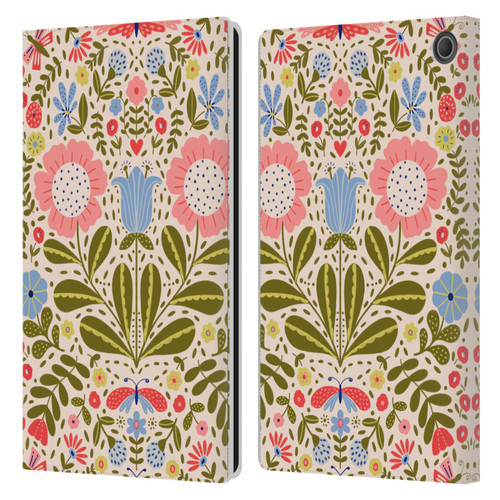 Gabriela Thomeu Floral Blooms & Butterflies Leather Book Wallet Case Cover For Amazon Fire Max 11 2023