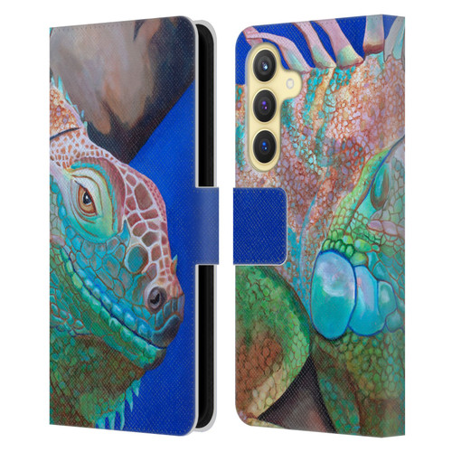 Jody Wright Animals Iguana Attitude Leather Book Wallet Case Cover For Samsung Galaxy S24 5G
