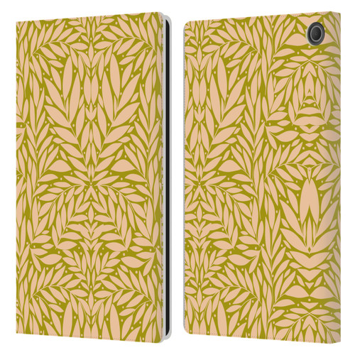 Gabriela Thomeu Floral Vintage Leaves Leather Book Wallet Case Cover For Amazon Fire Max 11 2023