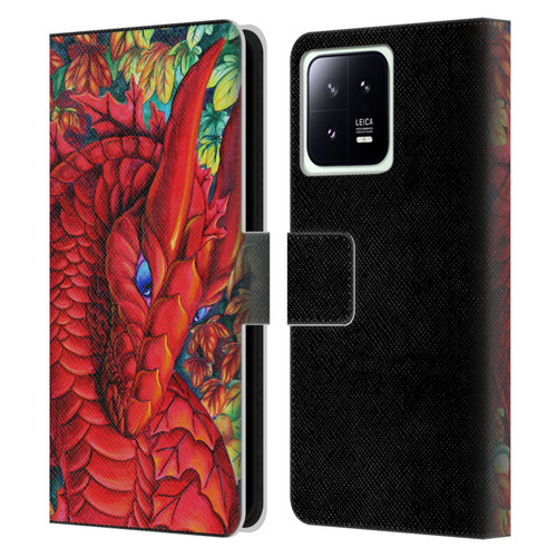 Carla Morrow Dragons Red Autumn Dragon Leather Book Wallet Case Cover For Xiaomi 13 5G