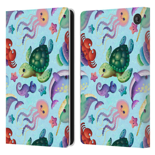 Carla Morrow Patterns Sea Life Leather Book Wallet Case Cover For Amazon Fire 7 2022