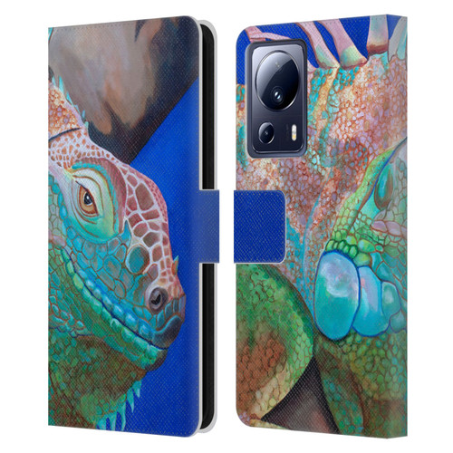 Jody Wright Animals Iguana Attitude Leather Book Wallet Case Cover For Xiaomi 13 Lite 5G