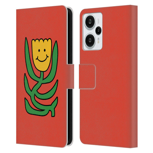 Ayeyokp Pop Flower Of Joy Red Leather Book Wallet Case Cover For Xiaomi Redmi Note 12T