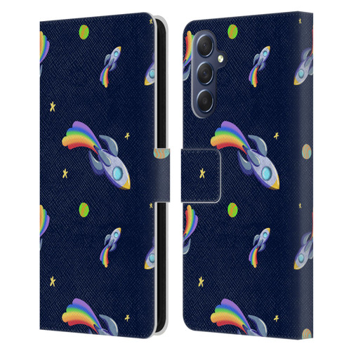 Carla Morrow Patterns Rocketship Leather Book Wallet Case Cover For Samsung Galaxy M54 5G