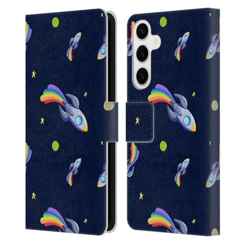 Carla Morrow Patterns Rocketship Leather Book Wallet Case Cover For Samsung Galaxy S24+ 5G