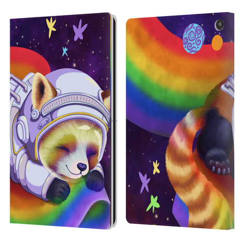 Carla Morrow Rainbow Animals Red Panda Sleeping Leather Book Wallet Case Cover For Amazon Fire HD 10 / Plus 2021