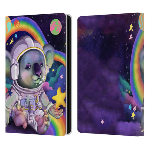 Carla Morrow Rainbow Animals Koala In Space Leather Book Wallet Case Cover For Amazon Kindle Paperwhite 5 (2021)