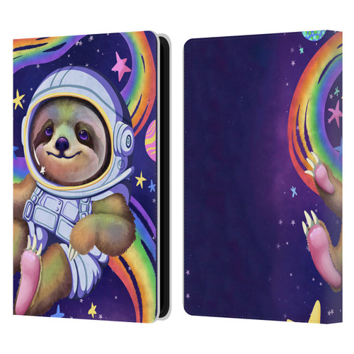 Carla Morrow Rainbow Animals Sloth Wearing A Space Suit Leather Book Wallet Case Cover For Amazon Kindle Paperwhite 5 (2021)
