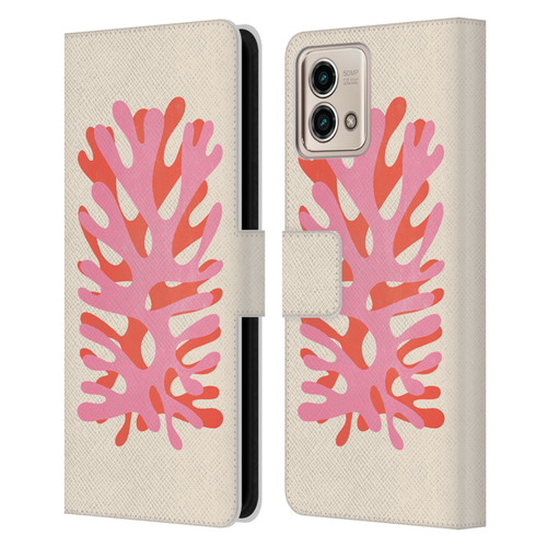 Ayeyokp Plant Pattern Two Coral Leather Book Wallet Case Cover For Motorola Moto G Stylus 5G 2023