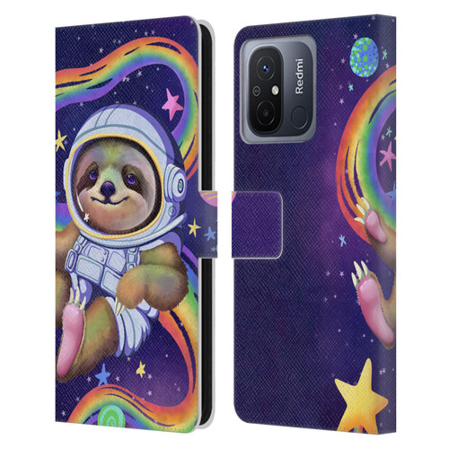 Carla Morrow Rainbow Animals Sloth Wearing A Space Suit Leather Book Wallet Case Cover For Xiaomi Redmi 12C
