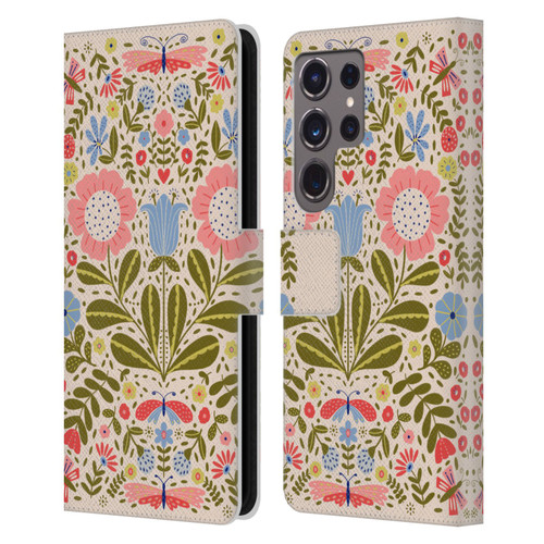 Gabriela Thomeu Floral Blooms & Butterflies Leather Book Wallet Case Cover For Samsung Galaxy S24 Ultra 5G