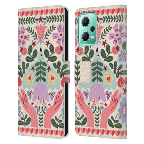Gabriela Thomeu Floral Folk Flora Leather Book Wallet Case Cover For Xiaomi Redmi Note 12 5G