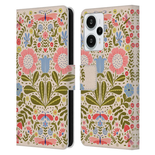 Gabriela Thomeu Floral Blooms & Butterflies Leather Book Wallet Case Cover For Xiaomi Redmi Note 12T