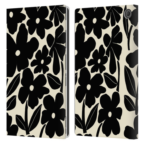 Gabriela Thomeu Retro Black And White Groovy Leather Book Wallet Case Cover For Amazon Fire Max 11 2023