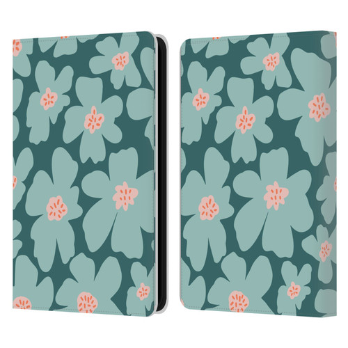 Gabriela Thomeu Retro Daisy Green Leather Book Wallet Case Cover For Amazon Kindle 11th Gen 6in 2022