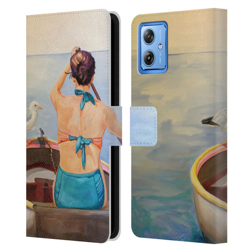 Jody Wright Life Around Us The Woman And Seagul Leather Book Wallet Case Cover For Motorola Moto G54 5G