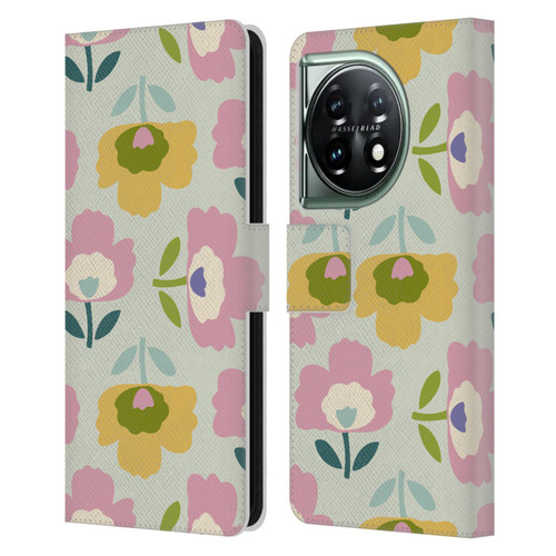 Gabriela Thomeu Retro Scandinavian Floral Leather Book Wallet Case Cover For OnePlus 11 5G