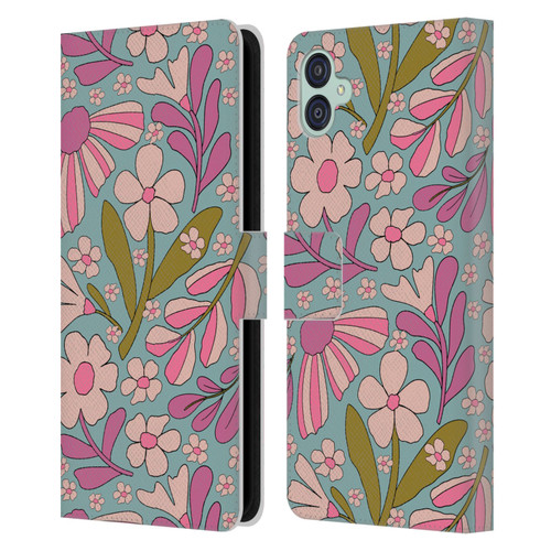 Gabriela Thomeu Retro Groovy 70s Blue Leather Book Wallet Case Cover For Samsung Galaxy M04 5G / A04e
