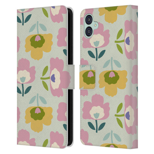 Gabriela Thomeu Retro Scandinavian Floral Leather Book Wallet Case Cover For Samsung Galaxy M04 5G / A04e