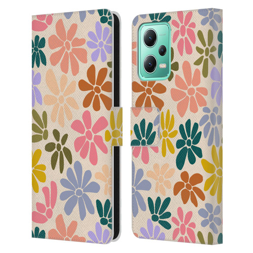 Gabriela Thomeu Retro Rainbow Color Floral Leather Book Wallet Case Cover For Xiaomi Redmi Note 12 5G