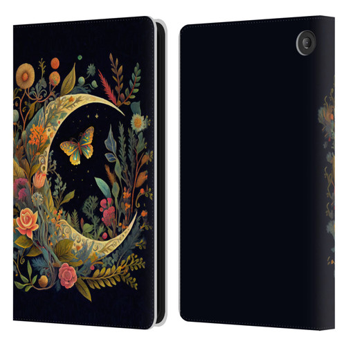 JK Stewart Art Crescent Moon Leather Book Wallet Case Cover For Amazon Fire 7 2022