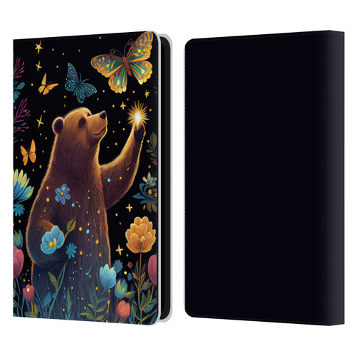 JK Stewart Art Bear Reaching Up Leather Book Wallet Case Cover For Amazon Kindle Paperwhite 5 (2021)