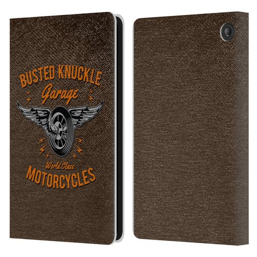 Busted Knuckle Garage Graphics Motorcycles Leather Book Wallet Case Cover For Amazon Fire 7 2022