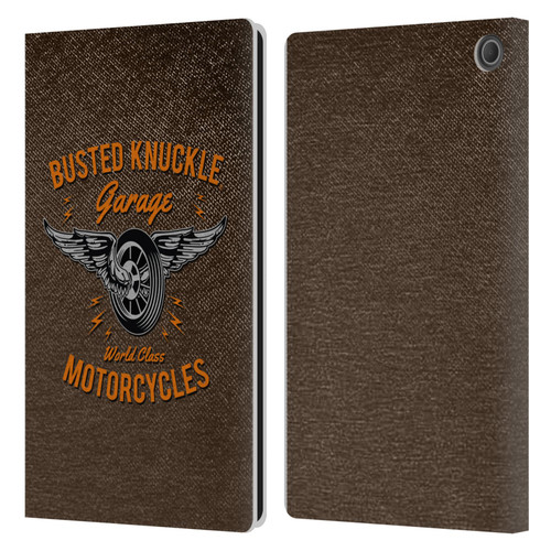 Busted Knuckle Garage Graphics Motorcycles Leather Book Wallet Case Cover For Amazon Fire Max 11 2023