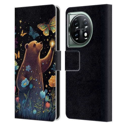 JK Stewart Art Bear Reaching Up Leather Book Wallet Case Cover For OnePlus 11 5G