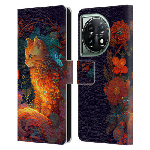 JK Stewart Art Cat Leather Book Wallet Case Cover For OnePlus 11 5G