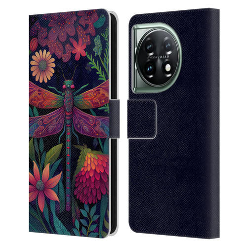 JK Stewart Art Dragonfly Purple Leather Book Wallet Case Cover For OnePlus 11 5G