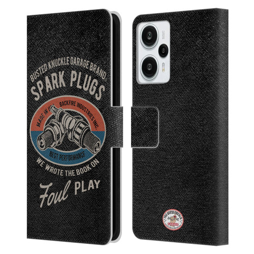 Busted Knuckle Garage Graphics Spark Plugs Leather Book Wallet Case Cover For Xiaomi Redmi Note 12T