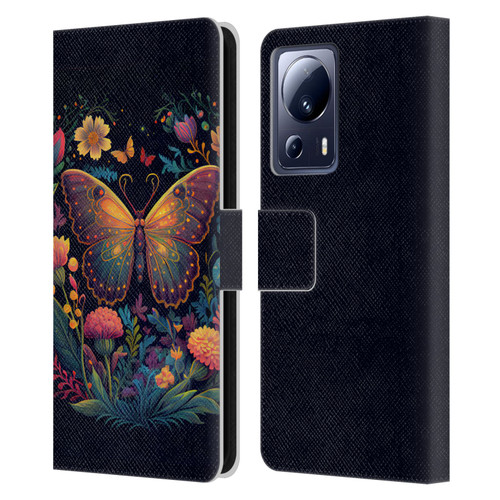 JK Stewart Art Butterfly In Night Garden Leather Book Wallet Case Cover For Xiaomi 13 Lite 5G